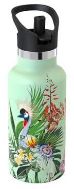 Super Sparrow Kids Water Bottle 350ml - FlipFlow Insulated Metal Water Bottles with Straw Lid - BPA-Free Bottles Stainless Steel & Leakproof Thermal Flask - Ideal for Home, Office, Travel or Sports