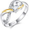 Starchenie Unendlichkeit Ring 925 Sterling Silber Herz 3A Zirkon Gold Flügel Verlobungsring für Damen