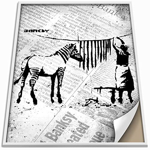 Boikal Collection Banksy Bilder ohne Rahmen Wandbilder XXL Poster Set - Plakat - Zebra Washing - 1-teilig, 60 x 80 cm