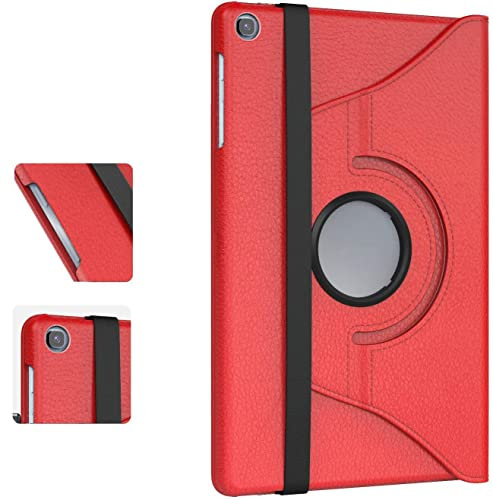 TechDealsUK para Samsung Galaxy Tab S6 Lite (2020/2021/2022) Modelo No. P620 P625 P610 P615 P613 P619 Funda giratoria 360 Funda de Cuero con Soporte (Rojo)