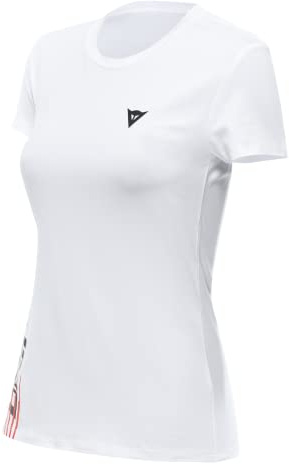 Dainese T-Shirt Logo Lady, T-Shirt Kurzarm 100% Baumwolle, Damen, Weiß/Schwarz, XXL