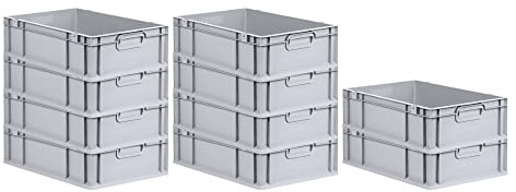 PROREGAL SuperSparSet 10x Eurobox NextGen Grip | HxBxT 17x40x60cm | Griffe geschlossen | Glatter Boden | Grau Eurobehälter, Transportbox, Transportbehälter, Stapelbehälter