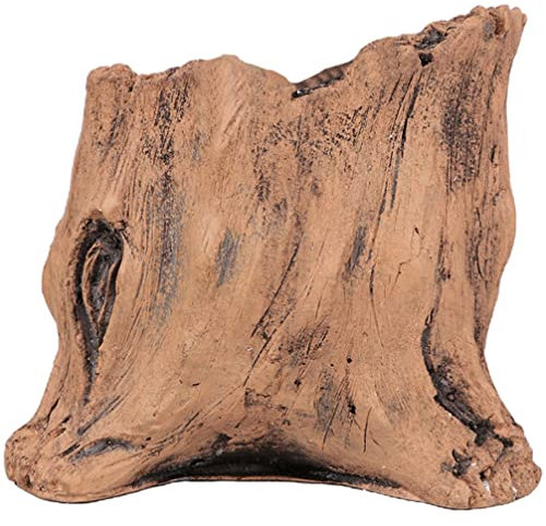 GANAZONO Pot De Fleurs Béton Imitation Bois Cache-pot Vintage Forme De Souche Pour Plantes Succulentes Pour Décoration De Jardin Bureau Et Balcon Couleur Chocolat