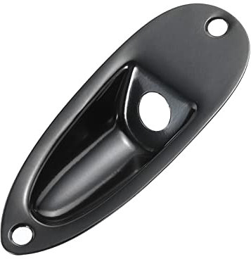sourcing map Guitar Input Jack Socket Plate 3/8 Output Loaded Jack Boat Style Black for Electric Guitar Replacement Parts