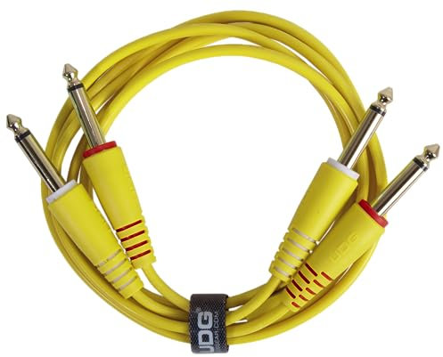 UDG Audio Cable Set 1/4'' Jack - 1/4'' Jack Yellow Straight 1.5m, Compatible with all Jack to Jack devices