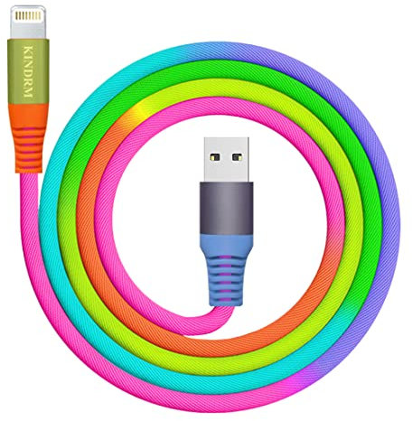 KINDRM iPhone Charger Cable, [Apple MFi Certified] 6ft Colorful Gradual USB A to Lightning Charger Cable Nylon Braided Fast Charging Data Cord for iPhone 14 13 12 11 Pro Max XR XS X 8 7 6 Plus More