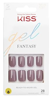 Gel Fantasy Ready-To-Wear Fake Nails, Short, Square - Temporary Feels, Smudge Proof, Waterproof, No Dry Time, Durable, Flexible, DIY Manicure, Salon Quality, Long Lasting | 28 Count