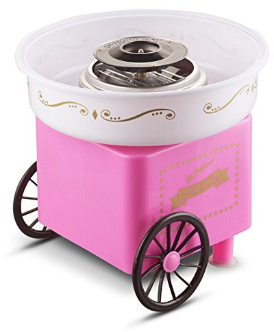 Machine à barbe à papa rétro avec 10 bâtonnets et gobelet mesureur selon le modèle d'un appareil à barbe à papa de 1900, Cotton Candy Machine pour anniversaire d'enfant,Rouge (31 * 31 * 30cm)