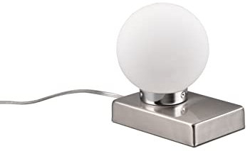 lightling Tischleuchte David mit Fuß aus nickel matt Metall, Glasschirm weiß, Touch On/Off, 1 x E14 max. 40W, Höhe 15 cm