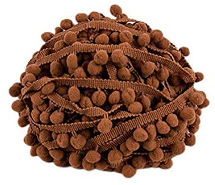 SHTGOI 5 Yards Pomponborte Bommelborte Bommel Fringe Band Fransenborte Pomponband Bommelband Pompom Fransenbesatz Pom Poms Quaste Borte Zierborrte für Kleidung Vorhang Dekoration Kaffee