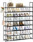 OYREL Shoe Rack 8 Tier 32-40 Pairs Shoes, Shoe Storage Organizer Large with Side Hook Space Saving for Closet, Entryway, Garage, Bedroom Non-Woven Shoe Rack Shelf