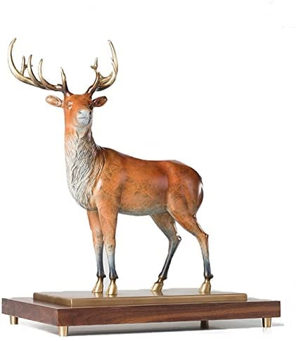 FURLOU Hirsch Bronzefiguren Hirsch Skulptur Handgemachte Tier Schreibtisch Statue Dekor Ornamente Handwerk Weihnachten Geburtstagsgeschenke