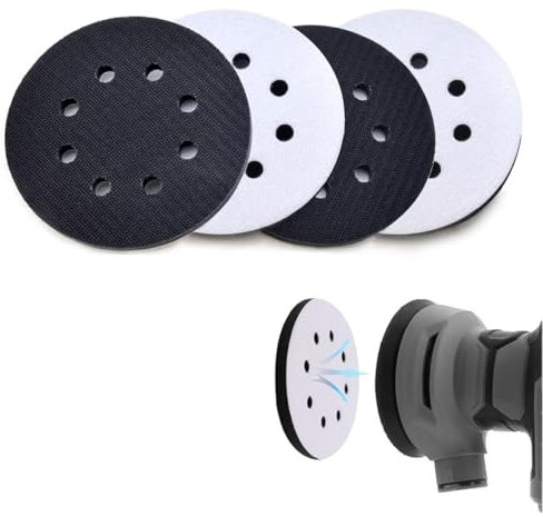 ANBOO 4 Pcs 125mm Tampon de Ponçage Souple, Disques de Protection Abrasifs avec 8 Trous, Noir Disque a Poncer pour Ponceuse Electrique et Pneumatique
