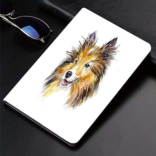 Hülle für kompatibel iPad 9./8./7.Hülle für 10.2,Darling Sheltie Dog Doggy Design Shaggy Aquarell handgezeichnet aussehende Tiere Happy Head Wil,Ultradünne Soft TPU Rückseite Abdeckung Schutzhülle mit