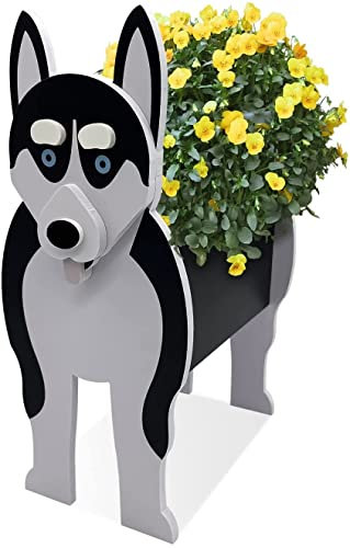 Hunde-Pflanzgefäß, niedlicher Hunde-Pflanztopf, Husky-Haustier-Hunde-Pflanzkasten, Tierform, PVC-Pflanzen, Aufbewahrungsbehälter, für drinnen und draußen, Gartendekoration, Geschenke für Hundeliebhab