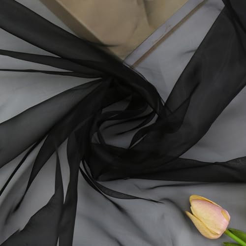Wambere 100cm×150cm Stoff aus Organza,Tüllstoff Tüll Meterware Tüll Dekostoff Tulle Fabric für Nähen DIY Basteln Kleidung Hochzeitskleider Party Geburtstag Hochzeit Hintergrunddekoration,Schwarz