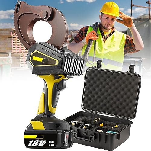YEHOZZ Coupe-Câble Hydraulique Alimenté par Batterie, Outil De Coupe De Fil électrique avec Affichage LED Et 2 Batteries 18 V, Coupe-Câble en Cuivre pour Câble CU/Al De φ50 Mm Et Câble Blindé