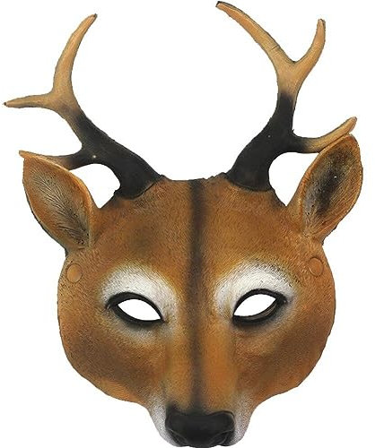 Lpitoy Elks Kopfmaske Weihnachtsliegermaske Mit Geweihrealistischer 3D -Tier -Cosplay -Maske Halloween Maskerade Mask Party Requisiten