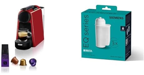 Nespresso Cafetera de cápsulas De'Longhi Essenza Mini EN 85.R y filtro de agua Siemens BRITA Intenza TZ70033A