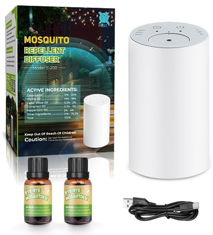 X-PEST Tragbares Mückenschutzgerät Outdoor Insektenabwehr Effektiver Mückenschutz Innen Natürliche Inhaltsstoffe Wiederaufladbar USB Ätherisches Öl Wasserloser Diffusor 40 Fuß Schutz 2 Nachfüllungen