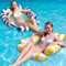 LONEEDY 2 Stück 4 in1 Pool-Hängematte, schwimmender Stuhl, Lounge für Erwachsene und Kinder, 4 Seitenstreifen Muster, aufblasbar, Schwimmer, Wasser Sofa(Dunkelblau + Gelb)