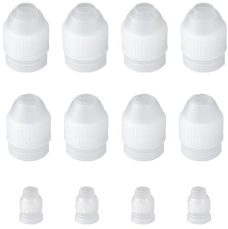 Thyonta 12 Pcs Cream Laminating Nozzles Connector Laminating Bag Converter, Small Medium Large, Reusable Laminating Nozzles for Decorating Cakes, Pastries and Cupcakes