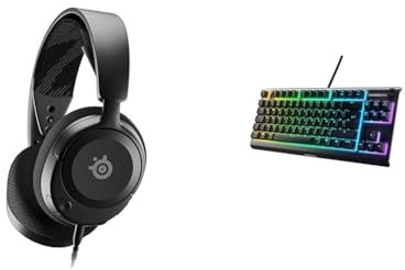 SteelSeries Arctis Nova 1 - Multi-System Gaming-Headset – Hi-Fi-Treiber & Apex 3 TKL - RGB Gaming-Tastatur - Kompakter Tenkeyless-Formfaktor - 8-Zonen-RGB-Beleuchtung - Deutsches (QWERTZ) Layout