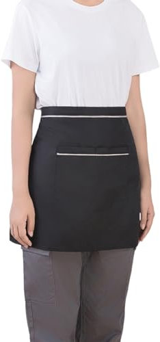 fxwtich Professionelle Arbeitsschürze, wasserdicht, für Chefkoch, Kellner, halb ölbeständig, große Taschen, Verstellbarer Riemen, Männer und Frauen, Küche, Café, Restaurant, Bäckerei, Weiß