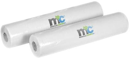 Medicalcorner24 Ärztekrepp, Ärzterolle, Liegenabdeckung, Liegenpapier, Liegenschutz, perforiert, 2-lagig, Zellstoff, 59cm x 50m, 2 x 1 Rolle, weiß