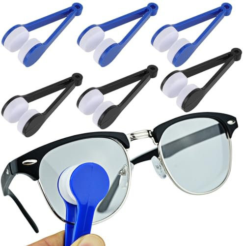 AFCJLTO Kit de limpieza ocular y de gafas - 6 piezas con cepillo de microfibra portátil en azul y negro, Limpieza fácil, segura y eficaz para tus lentes y vidrios,
