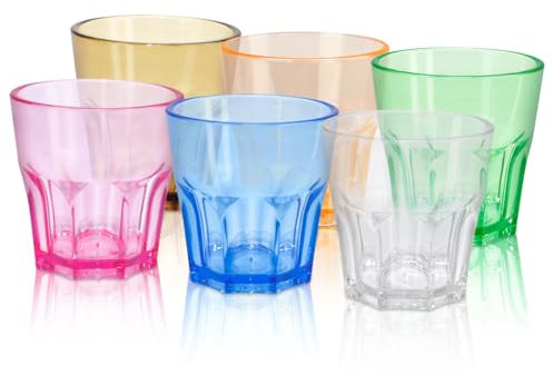 TIE-DailyNec 160ml Trinkgläser Set aus Kunststoff, Acryl Wassergläser Wiederverwendbar, Stapelbar Trinkbecher, Wasser Becher für Picknick, Camping, Partys, BBQ (6pcs)