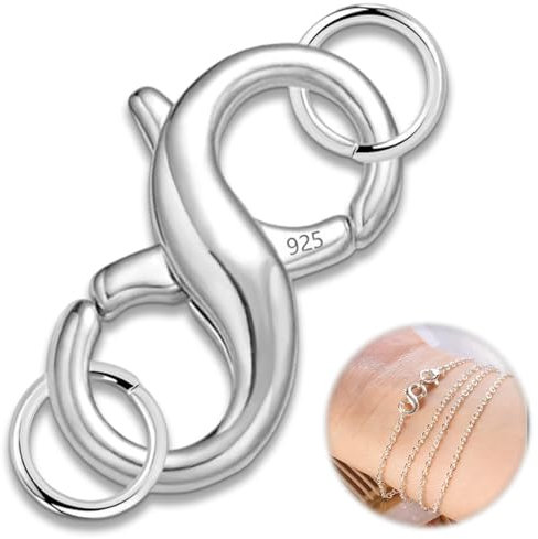 925 Sterling Silver Double Lobster Clasp, 1 PCS Double Claw Opening Lobster Clasp Extender Necklace Shortener,Ideal Necklace Connector and Bracelet Clasps, for DIY Jewelry Making