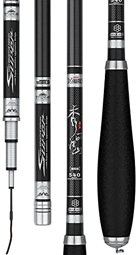 TUANZUN Teleskoprute,Angelrute,Fishing Stipprute Karpfen Angelrute Carbon 37 Tone ultrafeine Ultra-leichte Angelrute 2.7M-5,4 Meter Karpfenstab(White,5.4 m)