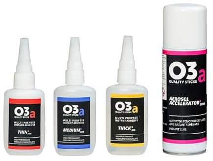 O3a Cyanoacrylate Instant Adhesive | Clear Bundle | 50g + 200ml Activator | MADE IN BRITAIN
