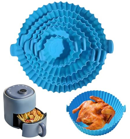 Molde Silicona Freidora de Aire Sin Aceite, Accesorios freidora de aire Pack 6, Bandeja de Silicona Reutilizable, Air Fryer Accesoriosm, moldes para freidora de Aire, Adecuado para Horno