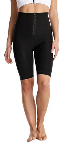 Meichoon Pantaloncini da Sauna Leggings termici Pantaloni a compressione 3 righe regolabili con gancio e occhio allenatore in vita con controllo dell'addome