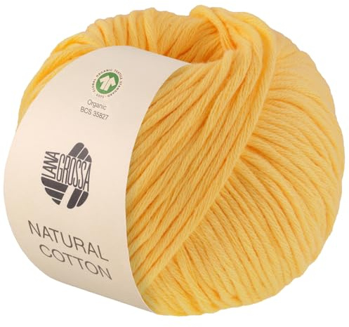 LANA GROSSA Natural Cotton Gots | Bio-Baumwollgarn in Millefili- Zwirnung | Handstrickgarn aus 100% Baumwolle (Bio) | 50g Wolle zum Stricken & Häkeln | 80m Garn FB-5