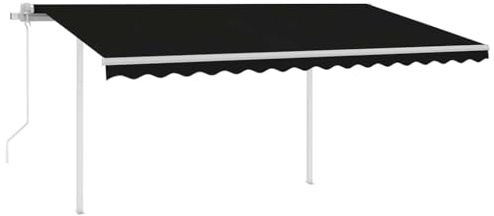 Automatische Markise mit LED & Windsensor 4,5x3 m Anthrazit - Pulverbeschichtetes Aluminium, Eisen, 100% Polyester mit PU-Beschichtung - Perfekt für Terrasse & Garten