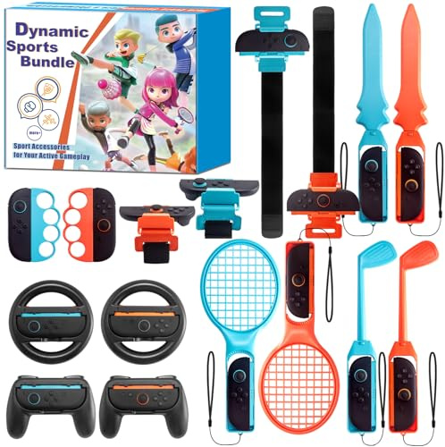 JoyHood 16 in 1 Sports Zubehör Set für Switch 2 Joy-Con Controller, Family Party Switch Spiele Zubehör kompatibel mit Switch 2 Sports Games für Kinder & Erwachsene