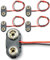MOONBUY 5 PCS 9V Battery Clip Connector PP3 Snap T-Type Plug with 150 mm Flying Leads
