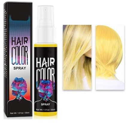 Haarspray Farbe, Temporäre Haarfarbe Gold, Farbiges Hair Dye, Liquid Blue Hair Color S-pray Abwaschbar und Sicher, Schnelle Haarfärbung, Haar Colorationen für Halloween, Karneval, Cosplay (Gold, 30ML)