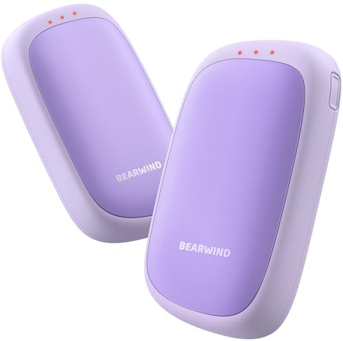 Bearwind Electric Hand Warmers Rechargeable - 2 Pack Magnetic Pocket Heater Handwarmers with AI Chips, Portable Hunting Gear, Reusable Winter Essentials, Gift Ideas for Men, Women, Outdoor (Purple)