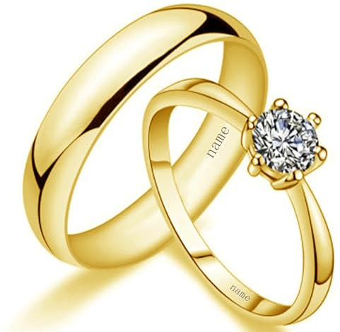 925er Sterlingsilber 9K/14K/18K Echtgold Eheringe Sets für Paare, Verlobungsringe mit Moissanit im Rundschliff für Männer und Frauen, individuell gestaltete Ringe für Sie und Ihn zum Jahrestag