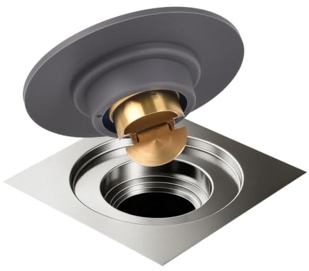Scarico per Pavimento Doccia Anti-riflusso, Valvola di Scarico Unidirezionale con Guarnizione Tagliabile, Tappo di Scarico per Cucina e Bagno, Grigio