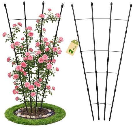 MQJIAZHI Treillis de jardin pour plantes grimpantes à l'extérieur, hauteur ajustable Support de Cage à tomates Treillis forme d'obélisque pour fleurs, d'intérieur, plantes en pot (2Pcs)
