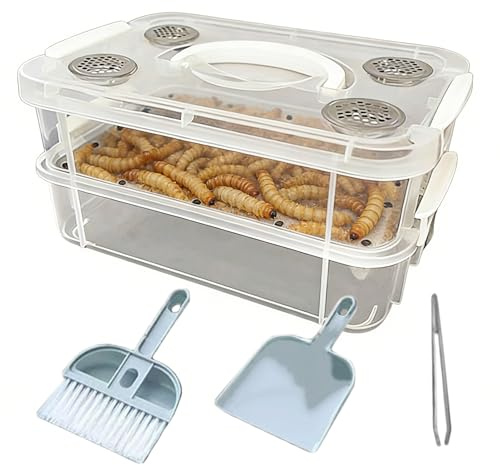 Mehlwurm Zuchtbehälter, Stabile Zuchtbox Für Mehlwürmer, Transparenter Terrarienbehälter, Aufbewahrungsbehälter Für Lebendfutter Zur Fütterung Von Vögeln Hühnern Fröschen Und Bartagamen