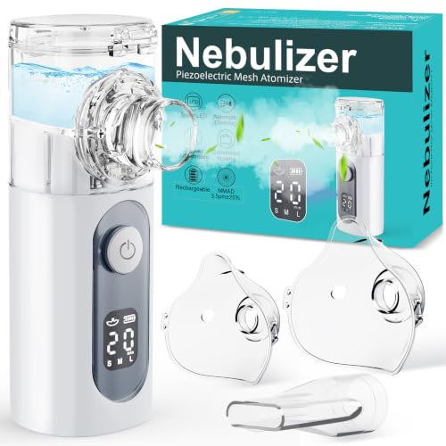 Tragbarer Inhalationsgerät & Vernebler für Erwachsene & Kinder, 3 Stufen, wiederaufladbares Hand-Inhaliergerät, Auto-Abschaltung & Reinigung für Zuhause, Büro & Reisen
