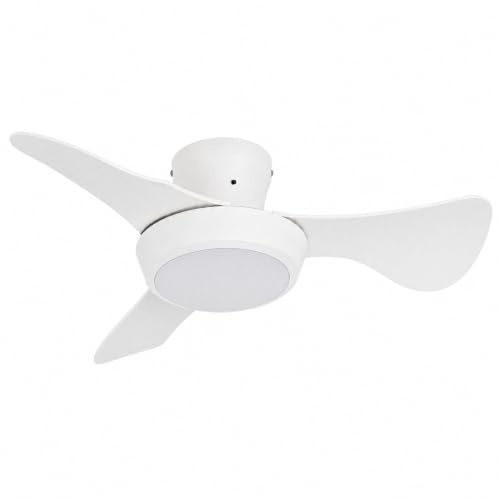 Ventilador de Techo Pequeño con Luz LED Integrada 18W – Ø63,5 cm, 3 Aspas, Luz Regulable 3000K–6500K, 3 Velocidades, Mando a Distancia, Función Memoria y Temporizador, para Habitaciones Pequeñas