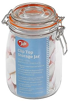 Tala Glass Storage Jar, 1000ml Clear Glass Food Container with Airtight Lid, Ideal for Dry Food Storage, Preserving, and Reducing Waste, Reusable & Eco-Friendly