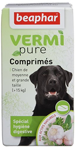 BEAPHAR – VERMIPURE – Comprimé hygiène digestive pour chien de moyenne à grande taille >15kg – Actifs naturels de plante – Lutte contre l'indigestion – Renforce le système immunitaire – 50 comprimés